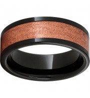 Black Diamond Ceramic Pipe Cut Band with a Stone Finished Copper Inlay