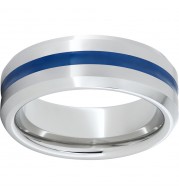 Serinium Beveled Edge Band with Thin Blue Line Inlay