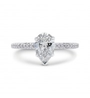 Shah Luxury 14K White Gold Pear Diamond Engagement Ring (Semi-Mount)