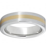 Serinium Pipe Cut Band with a 2mm 14K Yellow Gold Inlay and Satin Finish