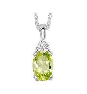 Gems One 10Kt White Gold Diamond (1/50Ctw) & Peridot (1/2 Ctw) Pendant
