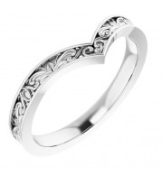 14K White Vintage-Inspired V Ring