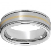 Serinium Rounded Edge Band with a 1mm 14K Yellow Gold Inlay and Satin Finish