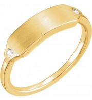 14K Yellow .03 CTW Diamond 18x5 mm Rectangle Signet Ring