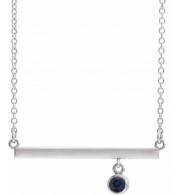 14K White Blue Sapphire Bezel-Set 18 Bar Necklace