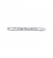 Shah Luxury 14K White Gold Half Run Diamond Wedding Band with Milgrain