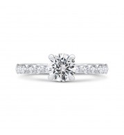 Shah Luxury 14K White Gold Round Cut Diamond 1/2 Run Engagement Ring (Semi-Mount)