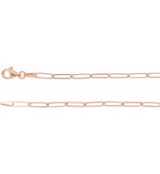 14K Rose 2.6 mm Elongated Link Chain 7 Bracelet