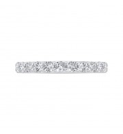 Shah Luxury 14K White Gold Half Run Diamond Wedding Band with Round Shank