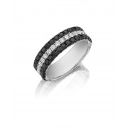 Henri Daussi 7mm Men's Wedding Band  Platinum White B 2.35 Ctw., W 1.50 Ctw. Black Diamond, White Diamond