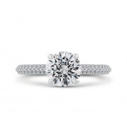 Shah Luxury 14K White Gold Round Diamond Cathedral Style Engagement Ring (Semi-Mount)