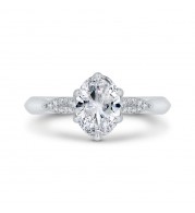 Shah Luxury 14K White Gold Oval Cut Diamond Engagement Ring (Semi-Mount)