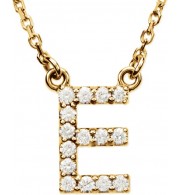 14K Yellow Initial E 1/8 CTW Diamond 16 Necklace
