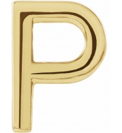14K Yellow Single Initial P Earring