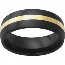 Black Diamond Ceramic Domed Band with 2mm 18K yellow gold Inlay