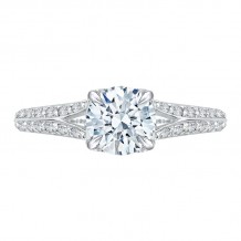 Shah Luxury 14K White Gold Round Diamond Engagement Ring with Split Shank (Semi-Mount)