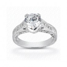 14k White Gold Diamond Semi-Mount Antique Engagement Ring