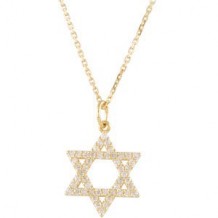 14K Yellow 1/5 CTW Diamond Star of David Necklace