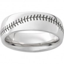 Serinium Domed Band with Baseball Laser Engraving