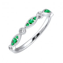 Gems One 14Kt White Gold Diamond (1/20Ctw) & Emerald (1/5 Ctw) Ring
