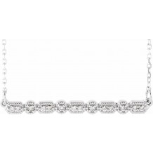 14K White 1/10 CTW Diamond Milgrain Bar 16-18 Necklace