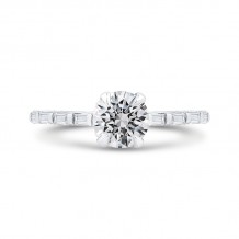 Shah Luxury 14K White Gold Round Cut Diamond Solitaire Plus Engagement Ring (Semi-Mount)