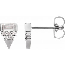 14K White 1/4 CTW Diamond Geometric Earrings