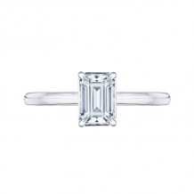 Shah Luxury 14K White Gold Emerald Cut Diamond Solitaire Engagement Ring (Semi-Mount)