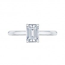 Shah Luxury 14K White Gold Emerald Cut Diamond Solitaire Engagement Ring (Semi-Mount)