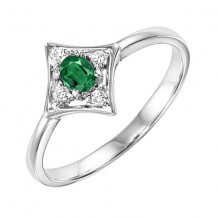 Gems One 14Kt White Gold Diamond (1/20Ctw) & Emerald (1/8 Ctw) Ring