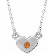 14K White Citrine Heart 16 Necklace