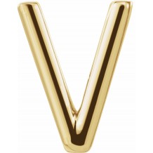 14K Yellow Single Initial V Earring