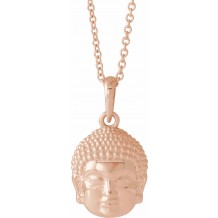 14K Rose 14.7x10.5 mm Meditation Buddha 16-18 Necklace