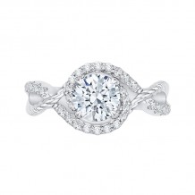 Shah Luxury 14K White Gold Round Diamond Engagement Ring (Semi-Mount)