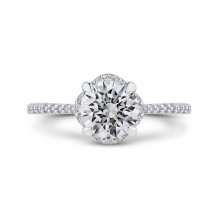 Shah Luxury 14K White Gold Round Diamond Engagement Ring (Semi-Mount)