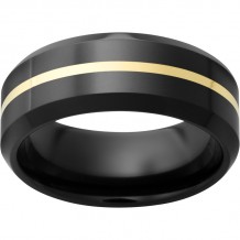 Black Diamond Ceramic Beveled Edge Band with a 1mm 18K Yellow Gold Inlay