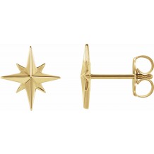 14K Yellow Star Earrings