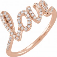 14K Rose 1/4 CTW Diamond Love Ring