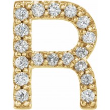 14K Yellow .06 CTW Diamond Single Initial R Earring