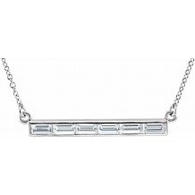 14K White 3/4 CTW Diamond Bar 17 Necklace