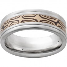 Serinium Pipe Cut Band with Mokume Gane Shakudo Inlay