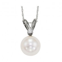 Gems One 14Kt White Gold Diamond (1/50Ctw) & Pearl (1/2 Ctw) Pendant