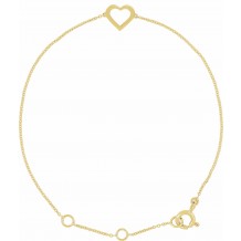14K Yellow Heart Design 7 Bracelet