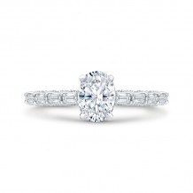Shah Luxury 14K White Gold Ovel Diamond Solitaire Plus Engagement Ring (Semi-Mount)