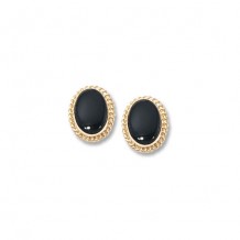 14K Yellow Gold  8X6 Onyx Stud Earrings