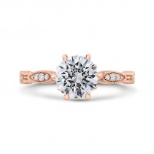 Shah Luxury 14K Rose Gold Round Cut Diamond Engagement Ring (Semi-Mount)