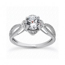 14k White Gold Diamond Semi-Mount Halo Engagement Ring