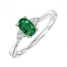Gems One 10Kt White Gold Diamond (1/20Ctw) & Emerald (1/2 Ctw) Ring