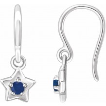 14K White 3 mm Round September Youth Star Birthstone Earrings