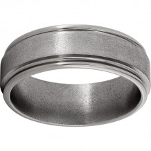 Titanium Rounded Edge Band with Stone Finish